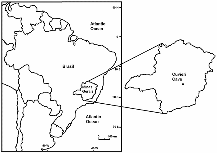 Map of the Cuvieri Cave location in Brazil